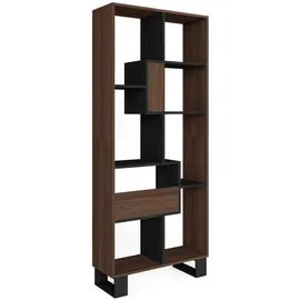 SKRAUT HOME Bücherregal 67 x 31 x 174 cm Dunkle Eiche/Schwarz