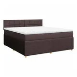 vidaXL Boxspringbett mit Matratze Dunkelbraun 180x200 cm Stoff