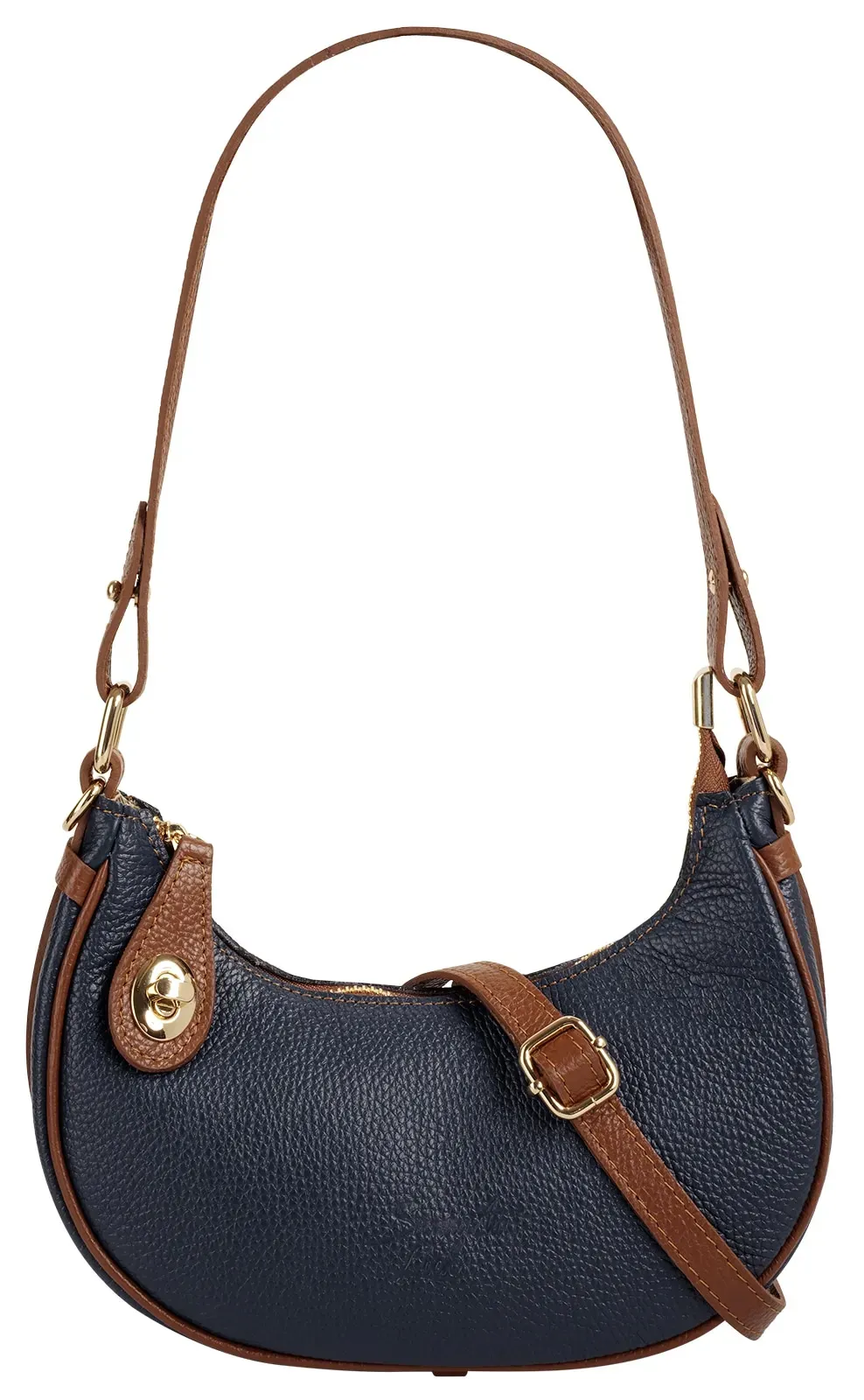 Henkeltasche SAMANTHA LOOK, Damen, Gr. B/H/T: 23cm x 18cm x 7cm onesize, blau, Leder, leicht glänzend, unifarben, Taschen, echt Leder, Made in Italy