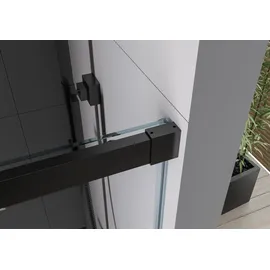 Bernstein DX906 Nischendusche mit Schiebetür 140 x 200 cm Schwarz matt 8 mm Nano Echtglas