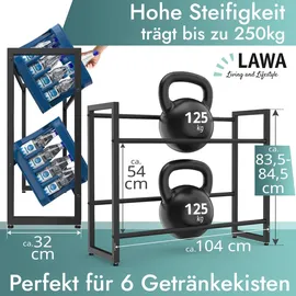 Lawa Getränkekistenregal 6 Kisten 84 x 105 x 32 cm Schwarz