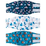 CuteBone Männlich Waschbare Hundewindeln Bauchbänder,3 Stück Wiederverwendbare Hund Bauchband für Rüden Hochsaugfähige Hundewickel mit Flexiblem Klettverschluss DM14M-DE