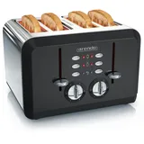 Arendo - Automatik Toaster 4 Scheiben in Edelstahl - bis zu vier Sandwich und Toast-Scheiben - Bräunungsgrad 1-6 - Aufwärm- und Auftaufunktion