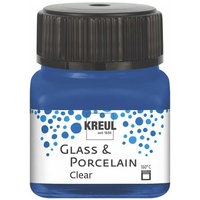 Kreul 16217 - Glass & Porcelain Clear dunkelblau, im 20 ml Glas, transparente Glas- und Porzellanmalfarbe auf Wasserbasis, schnelltrocknend, glasklar