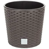 Prosperplast Pflanzkübel inkl. Einsatz D 20,5 cm Rattan-Optik braun Blumentopf Rato Serie