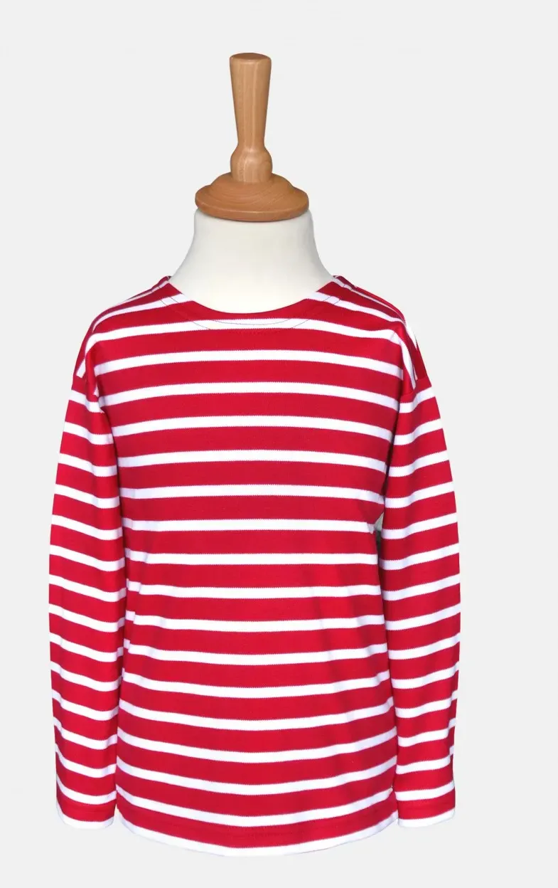 Gestreiftes Shirt - Kinder - rot/weissgestreift