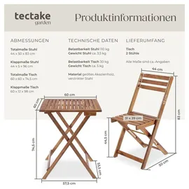 Tectake Bistro-Set Sóller 3-tlg. Braun