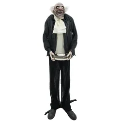 Zombie-Butler - bewegte Halloween Figur - mit Licht und Soundeffekten - 164cm - Geräuschsensor