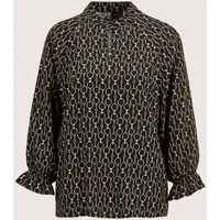 Madeleine Elegante Viskosebluse mit Grafik-Print Schwarz/Braun 38