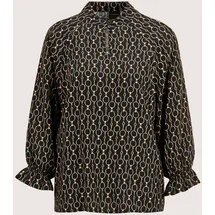 Madeleine Elegante Viskosebluse mit Grafik-Print Schwarz/Braun 38