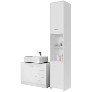 CASARIA Badmöbel Set Badhochschrank Unterschrank