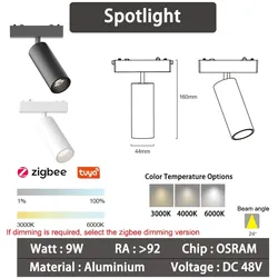 6mm Intelligente Zigbee-Spotlights Jednoduchý 9W Weiß