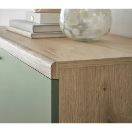furn.design Tv-Lowboard, Salbeigrün, Eiche, Metall, Nachbildung, Echtholz,Eiche, Holz Optik, Uni, Rechteckig, rund, 107x50x40 cm, FSC 100%, Wohnzimmer, Wohnwände, Lowboards, Lowboards stehend