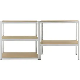 Juskys Lagerregal Metall 180 x 90 x 40 cm Silber