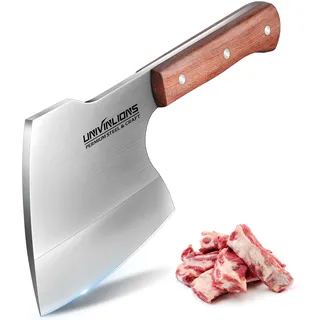 univinlions Kochmesser Japanisch für Fleisch und Knochen, Full Tang Hackmesser, Metzgermesser Extrem Scharf, Handgeschmiedetes Hackbeil Messer,Fleischerbeil für Küchen Camping BBQ