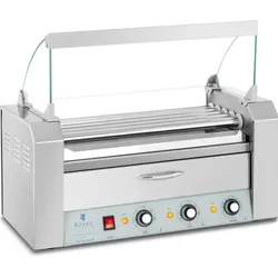 Royal Catering Hot Dog Grill - 5 Rollen - Wärmeschublade - Edelstahl