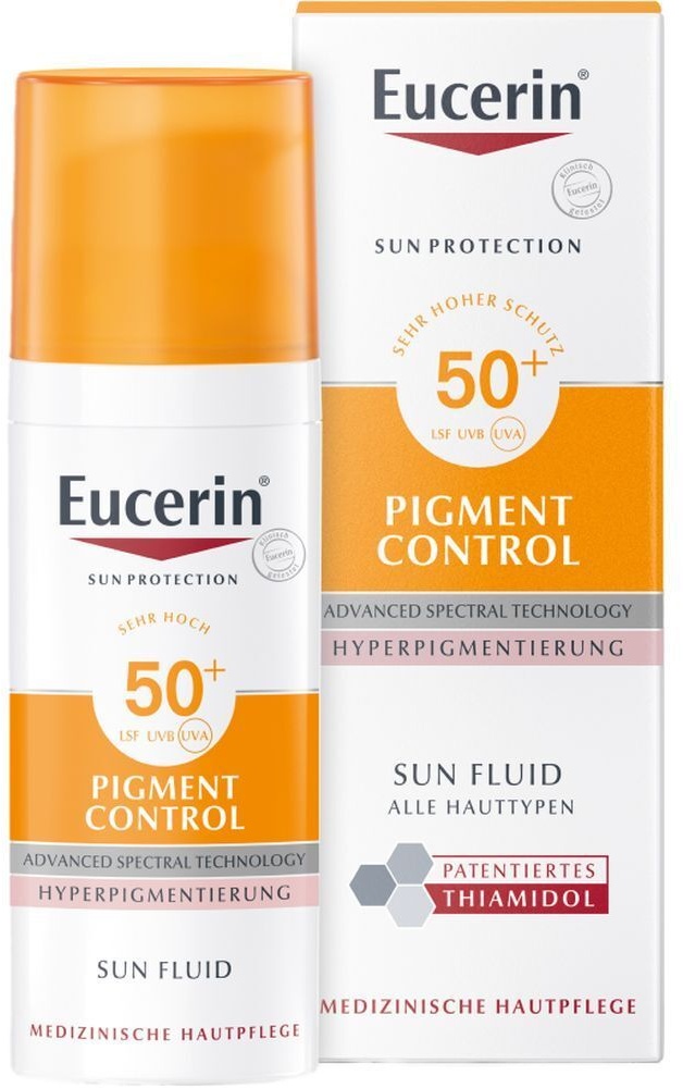 Eucerin® Pigment Control Sun Fluid LSF 50+ – Sehr hoher Sonnenschutz & sichtbare Milderung von vorhandenen Pigment- und Altersflecken