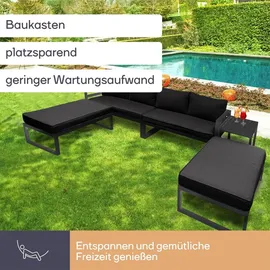 Perel Lounge-Set 8-Personen schwarz/grau