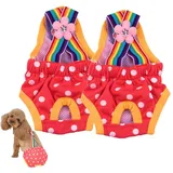 Hixingo 2 Stück Hundewindeln für Hündinnen Inkontinenz, Wiederverwendbare Hunde Windeln Läufigkeitshose Hygienisch und Saugstark Hundewindeln für Männliche, Weibliche (XS,Rot)