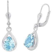 Amor Ohrhänger 925 Sterling Silber Damen Ohrschmuck, mit Aquamarin synth., 2,5 cm, Silber, Kommt in Schmuck Geschenk Box, 2017160