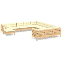 vidaXL Garten-Lounge-Set 12-tlg. beige Kiefernholz