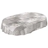 ANRO Wachstuchtischdecke abwaschbar Oval 200 x 140 cm Grau