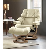 Stressless Relaxsessel STRESSLESS Reno Sessel Gr. Leder PALOMA, Classic Base Eiche, Relaxfunktion-Drehfunktion-PlusTMSystem-Gleitsystem, B/H/T: 75 cm x 96 cm x 75 cm, beige (vanilla paloma) Lesesessel und Relaxsessel