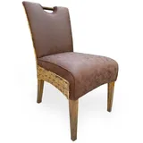 Esszimmer Stühle Polsterstuhl Rattanstuhl Darwin Polster Lederoptik muskat