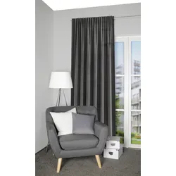 Gardine HOME WOHNIDEEN "TAREK" Gr. 1, grau (anthrazit), B:135cm H:245cm, Samt, Polyester, Gardinen, THERMOSCHAL, SAMT, UNI