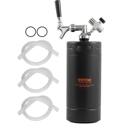VEVOR Mini Bierfass Bierzapfanlage 4L Druck-Growler Schwarz Haushalt Camping