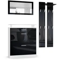 Vladon Garderobe, Schwarz Hochglanz Holzwerkstoff, 180x200x23 cm, Garderobe, Garderoben-Sets