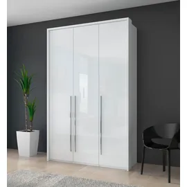 PLACES OF STYLE Kleiderschrank PLACES OF STYLE "Piano, inklusive Rahmen und Beleuchtung, soft-close-Funktion", weiß (weiß hochglanz), B:142cm H:226cm T:60cm, Spanplatte, Schränke, Kleiderschrank Drehtürenschrank, beige oder weiß, UV lackiert, Hochglanzfronten,