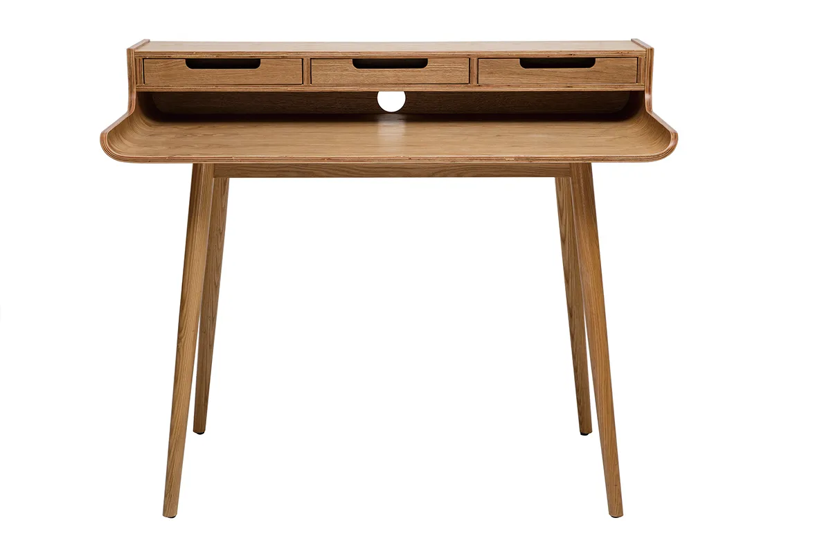 Bureau avec rangements scandinave bois clair L110 cm OPUS