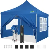 COBIZI Faltpavillon 3x3, Pavillon 3x3 Wasserdicht Stabil Winterfest, Faltbar Partyzelt mit 4 Seitenwänden & 4 Sandsack Pop up Gartenpavillon UV-Schutz 50+ für Hochzeiten, Freien, Kobaltblau