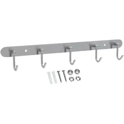 Intirilife Edelstahl Garderobenleiste Modell C - 5 Haken - 38.1 x 5.5 cm - Kleiderhaken Garderobe Hakenleiste in 5 verschiedenen Designs