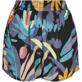 URBAN CLASSICS Aop Viscose Resort High Waist Shorts Black Fruity 4XL