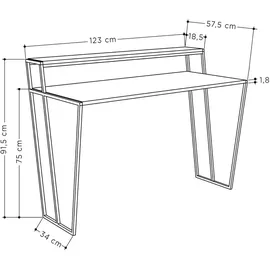 Decortie Pal Moderner Schreibtisch Eiche mit Monitorständer 124 x 58 x 92 cm - Braun