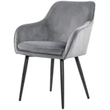 Livetastic Armlehnstuhl, Grau, Textil, Raute, konisch, 61x85x60 cm, Esszimmer, Stühle, Esszimmerstühle, Armlehnenstühle