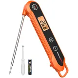 ThermoPro TP03H IPX6 Wasserdicht Fleischthermometer 0.5°C Präzise Grillthermometer 3s Schnelle Reaktion Faltbares Küchenthermometer für BBQ, Braten, Grill und Getränken
