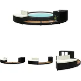 Whirlpool-Umrandung Schwarz Poly Rattan & Massivholz Akazie - Pool- & Whirlpool-Zubehör - The Living Store