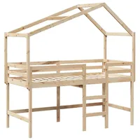 VidaXL Hochbett mit Leiter und Dach 80x200 cm Massivholz