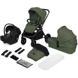 lionelo MIKA PLUS 3in1 Buggy 0-48 Monate bis zu 22 kg Babywagen bis zu 9 kg Kindersitz Babytrage bis zu 13 kg, Rückenlehne verstellbar, Dämpfung, 360° Räder, XXL-Verdeck