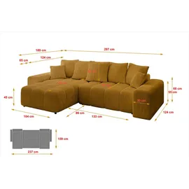 altdecor Ecksofa Cord 2-Sitzer Senfgelb