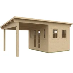 Gartenhaus SKANHOLZ "Dilbeek", beige (natur), Fußboden im Gartenhaus, Holz, Gartenhäuser