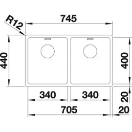 Blanco Andano 340/340-IF Edelstahl Seidenglanz + Handbetätigung + InFino