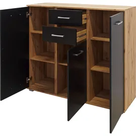 Priess Kombikommode Barcelona 123 x 103 x 38 cm Schwarz