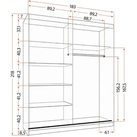 fabryka mebli idczak Schwebetürenschrank 183 x 218 x 61 cm Schwarz/Weiß