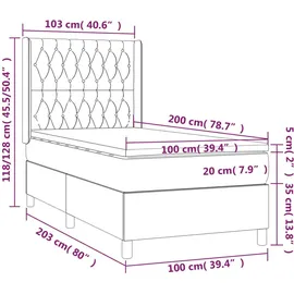 vidaXL Boxspringbett 100 x 200 cm Hellgrau