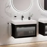 neoro n80 albus Unterschrank B: 80 cm mit 1 Auszug, mit profilierter Glasfront, Waschtisch cube B: 80.5 BN0138WM+BN0432PG