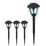 Relaxdays Solarlampen 4er Set, LED Solarlicht mit Erdspieß, HxD: 39 x 11 cm, Moderne Gartenbeleuchtung, draußen, schwarz